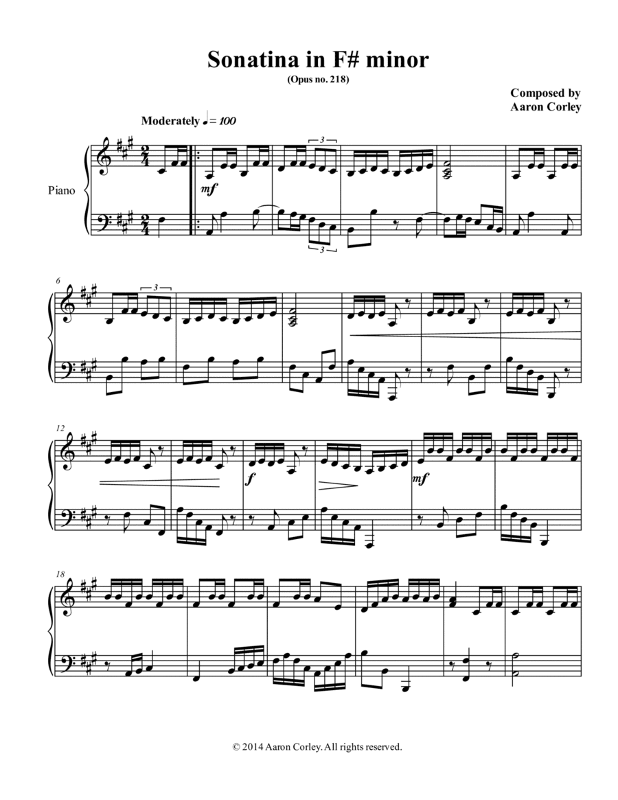 Sonatina in F-sharp minor, no. 1
