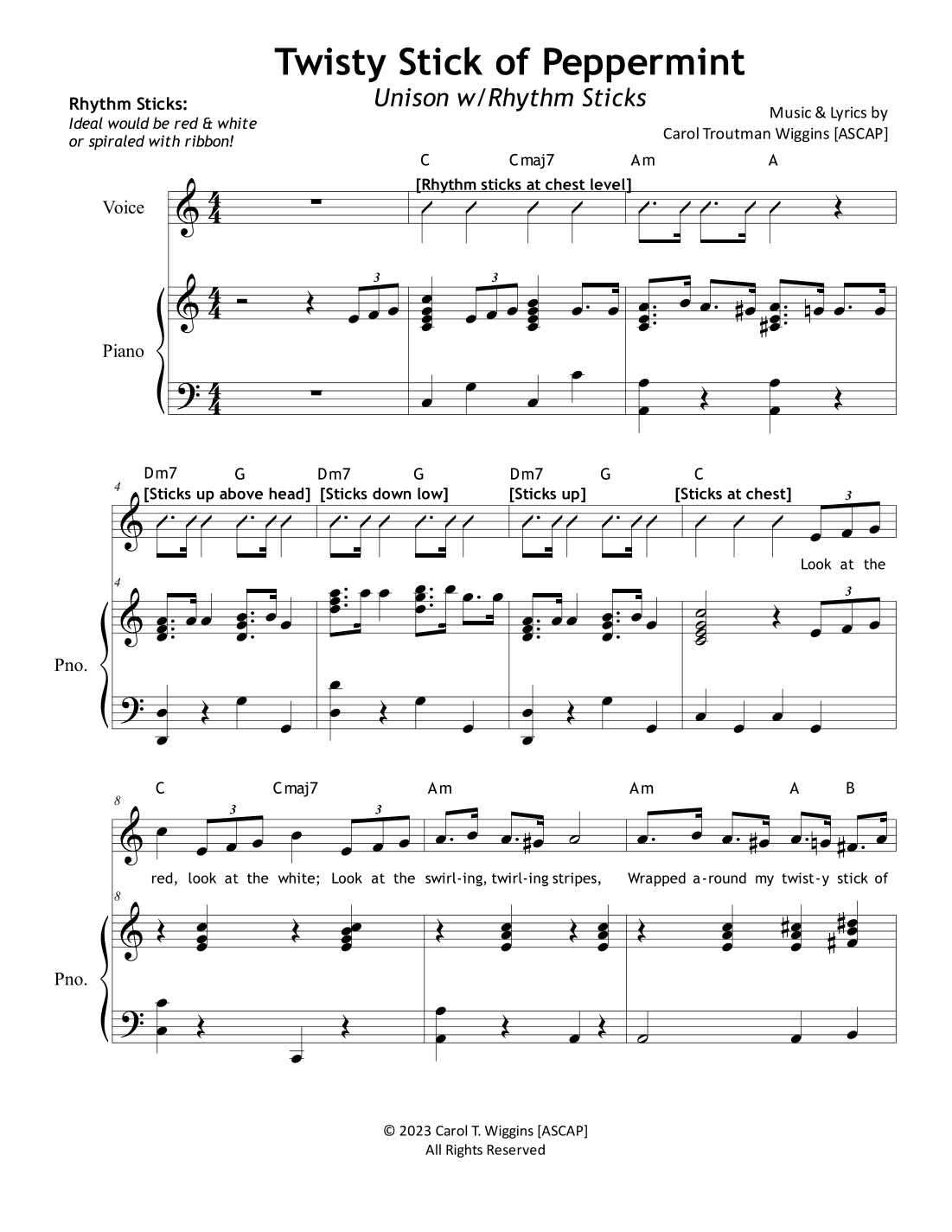 Twisty Stick of Peppermint (Unison w/Rhythm Sticks)