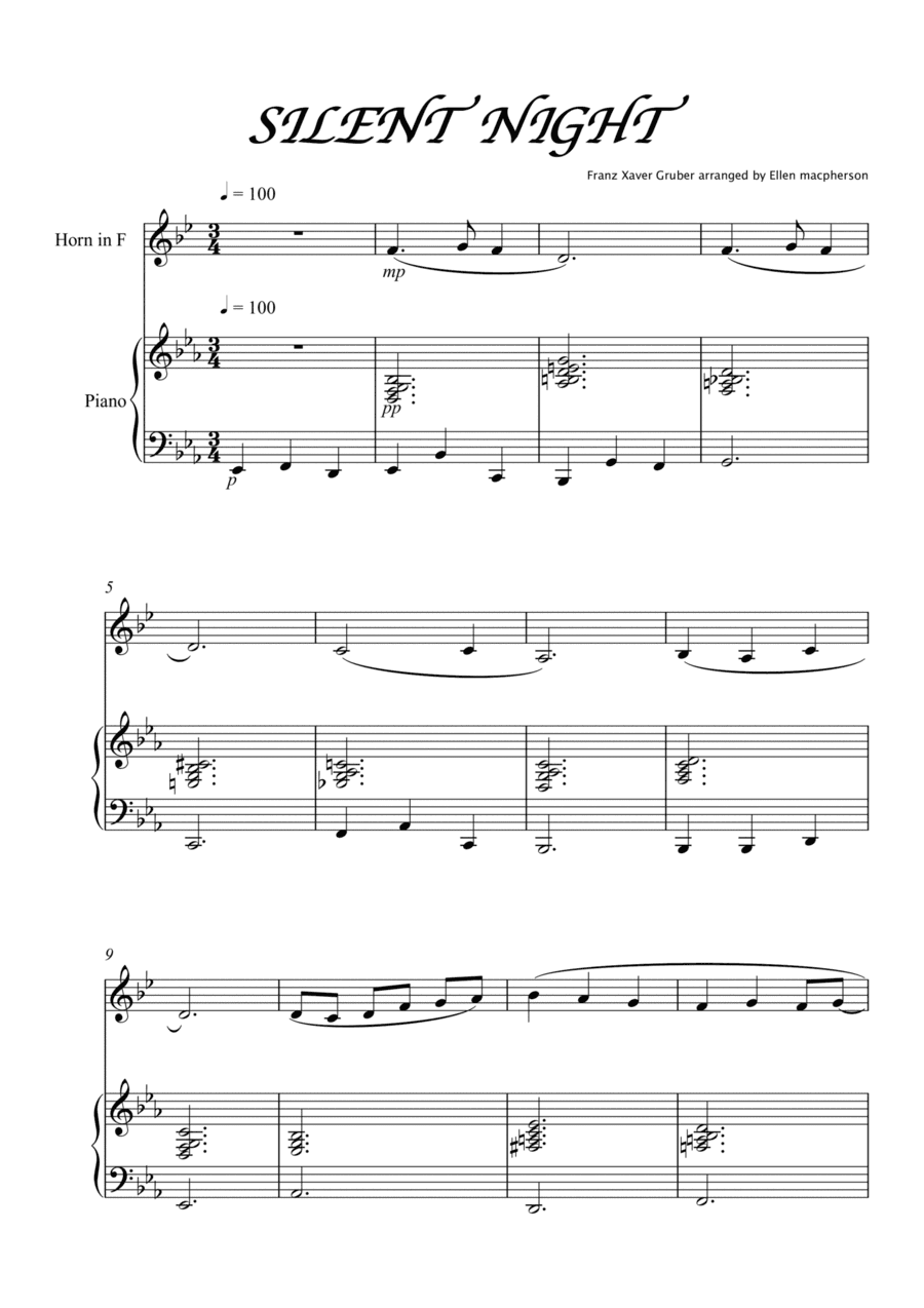 Silent Night for French Horn and Piano (arr. Ellen Macphersonn)