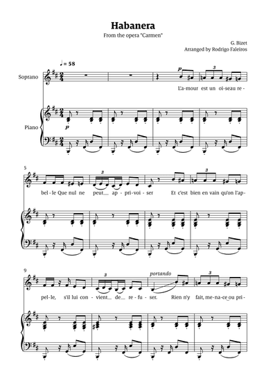 Habanera (for soprano - B minor/major) (arr. Rodrigo Faleiros)