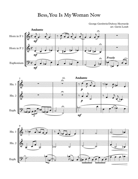 Bess, You Is My Woman  from PORGY AND BESS ® (arr. Gavin Lendt)