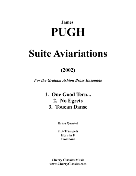 Suite Aviariations for Brass Quartet by Jim Pugh