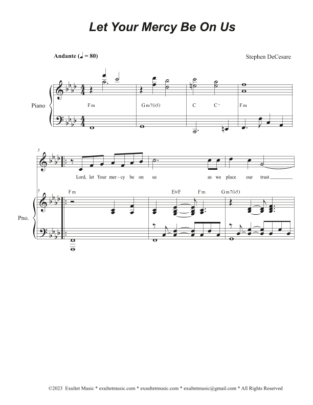Let Your Mercy Be On Us (Unison choir)