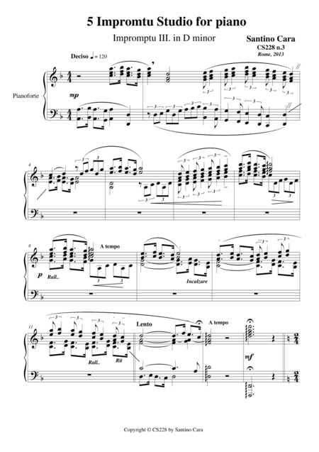 Impromptu study n.3 in D minor for piano