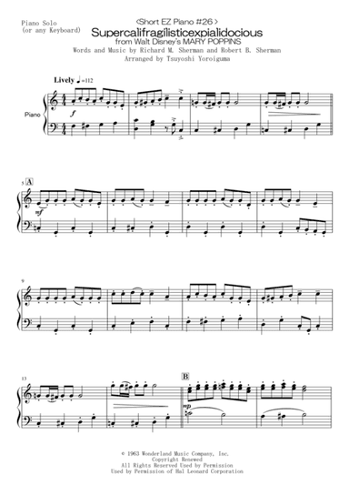 Supercalifragilisticexpialidocious from Walt Disney's MARY POPPINS (arr. Tsuyoshi Yoroiguma)