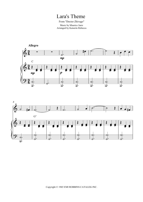 Lara's Theme From Doctor Zhivago (arr. Kaiserin Rebecca)