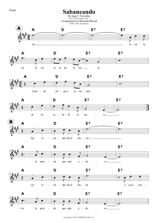 Sabaneando (arr. Bernardo Bernal Hidalgo)