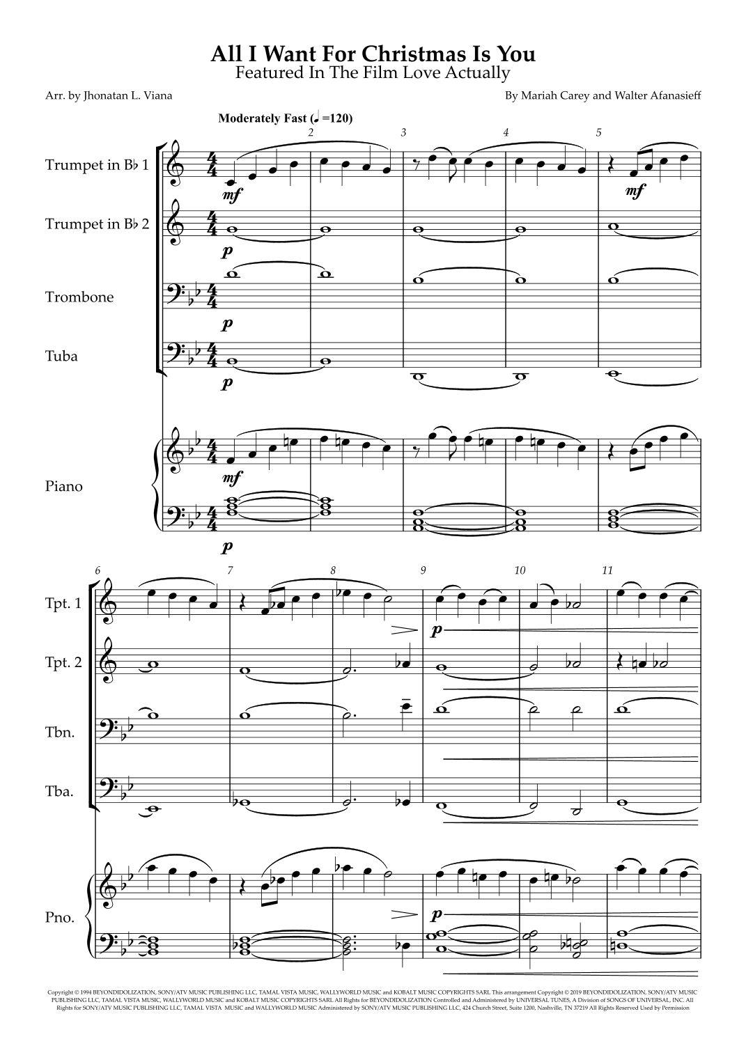All I Want For Christmas Is You (arr. Jhonatan Lucio Viana)