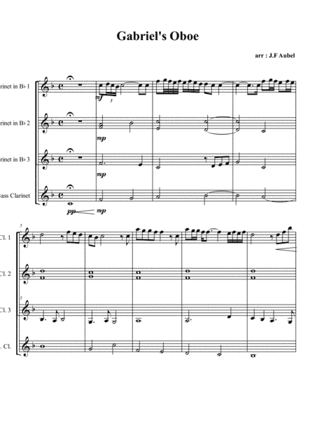 Gabriel's Oboe (arr. Jean François Aubel)