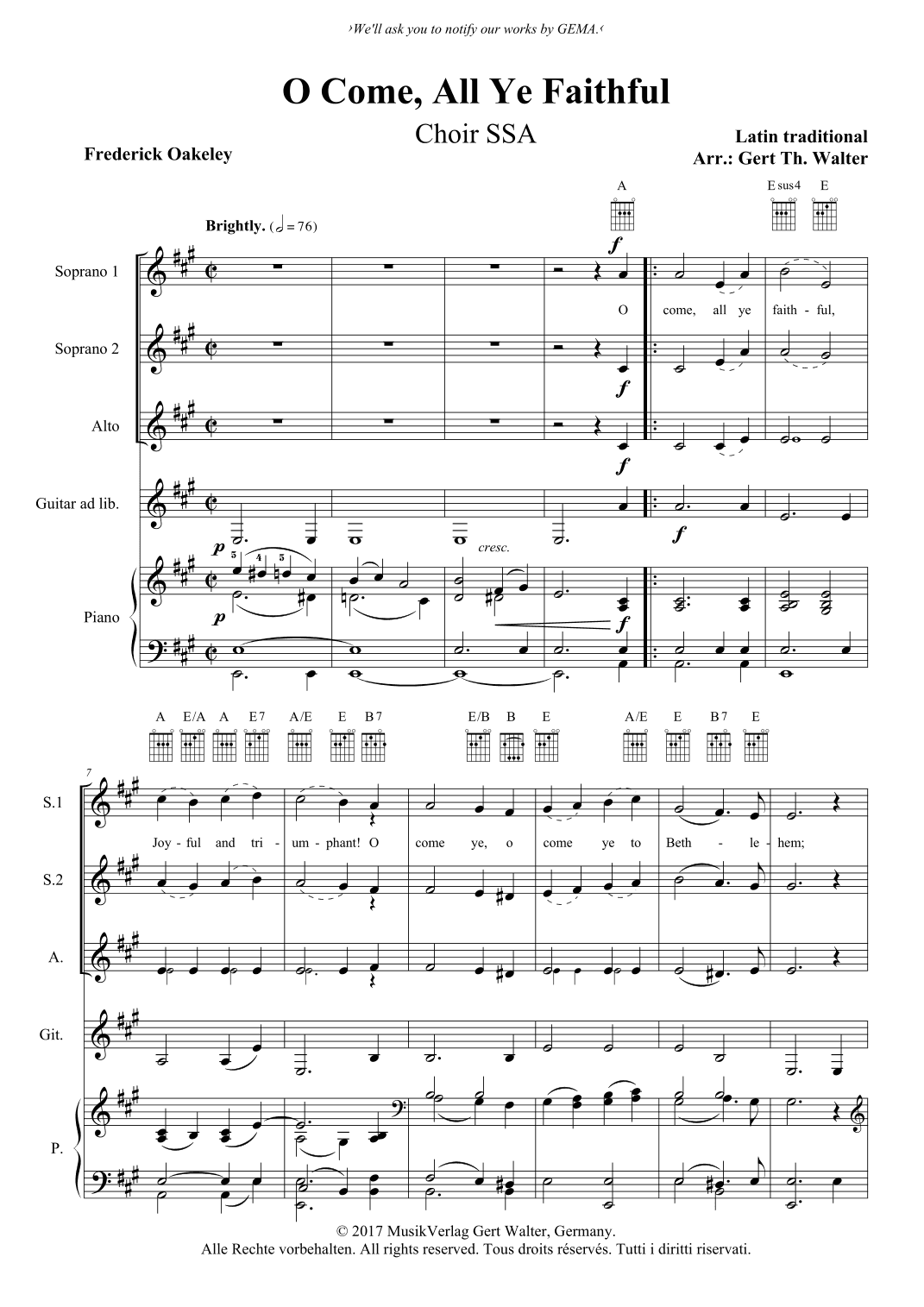 O Come, All Ye Faithful (arr. Gert Th. Walter)