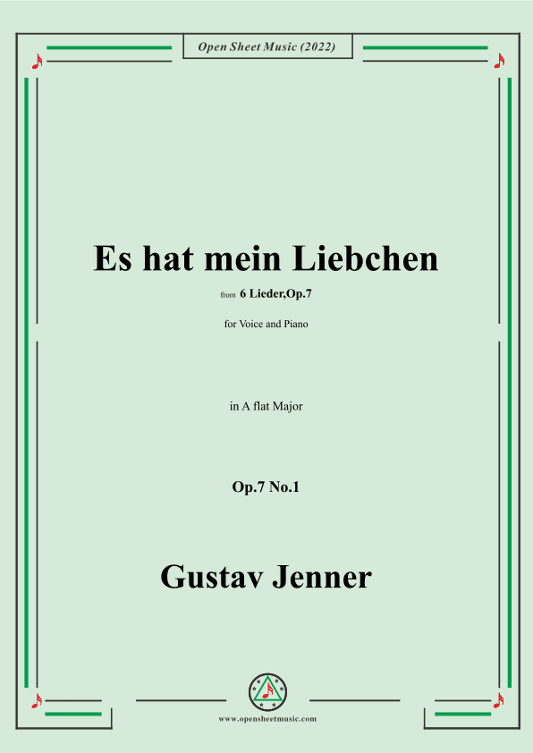 Jenner-Es hat mein Liebchen,in A flat Major,Op.7 No.1 (arr. OSM Press)
