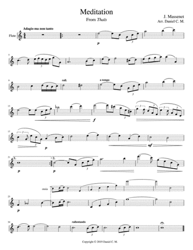 Meditation for flute and piano (easy) (arr. Daniel C. M.)