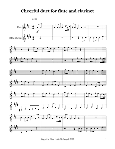 Cheerful duet for flute and clarinet