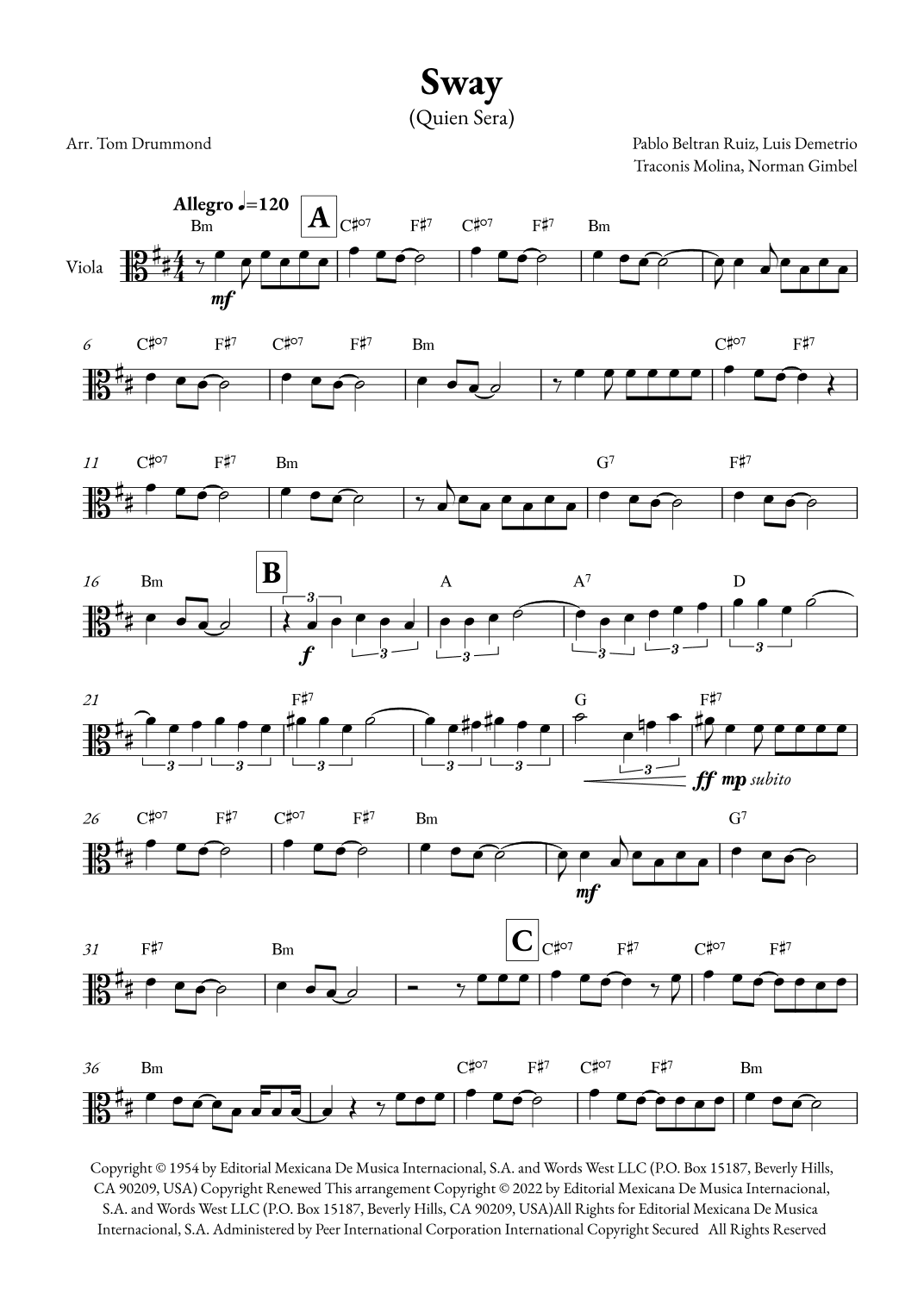 Sway (quien Sera) (arr. Tom Drummond)