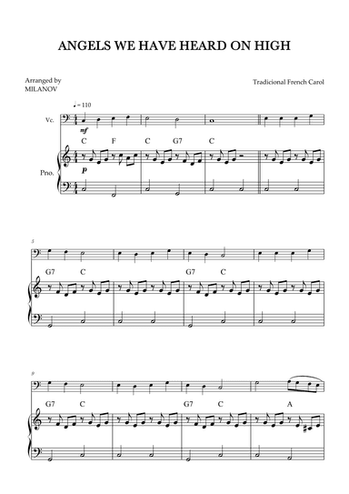 Angels We Have Heard on High | Christmas song | cello | easy beginner | Chords (arr. Milanov)