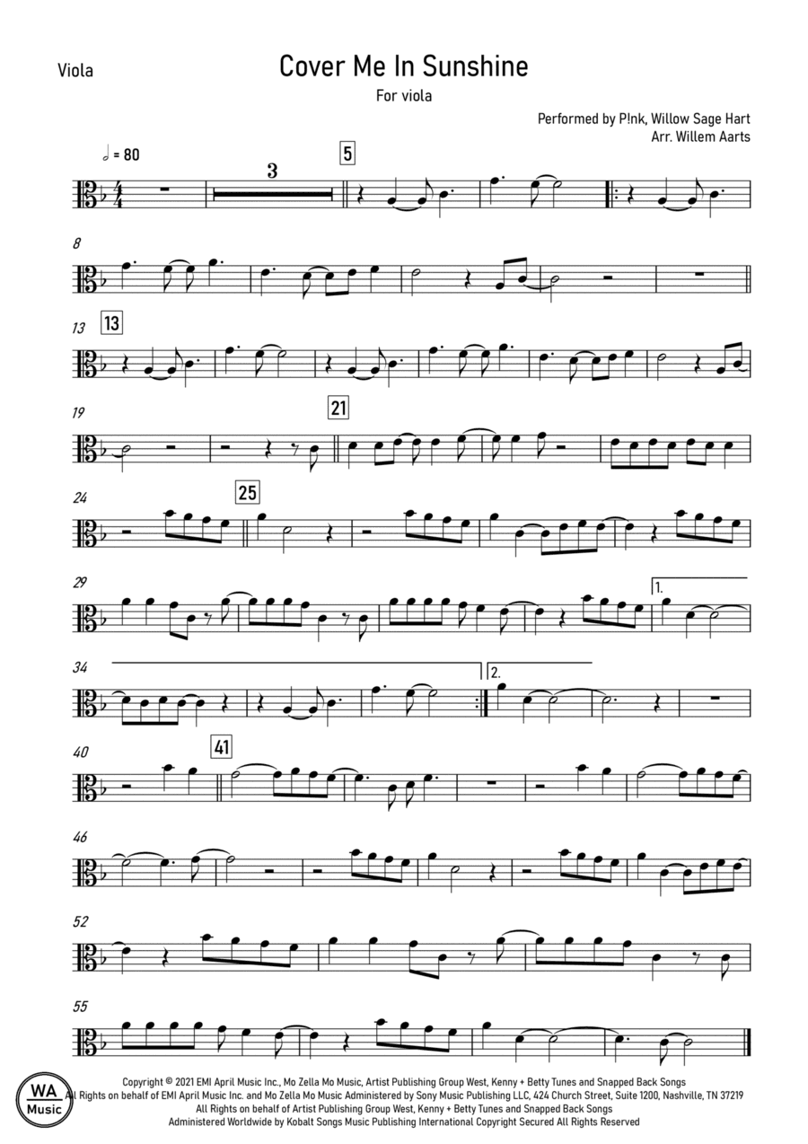 Cover Me In Sunshine (arr. Willem Aarts)