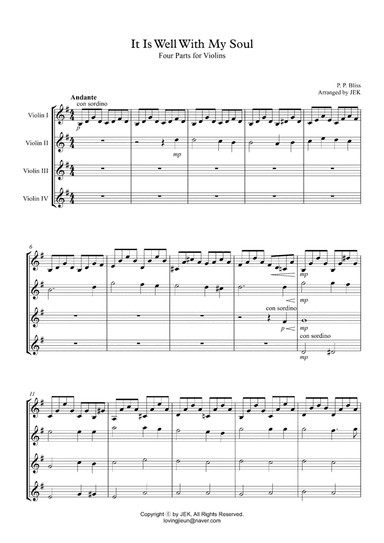 HYMN FOR VIOLIN ENSEMBLE - It Is Well With My Soul (arr. JEK)