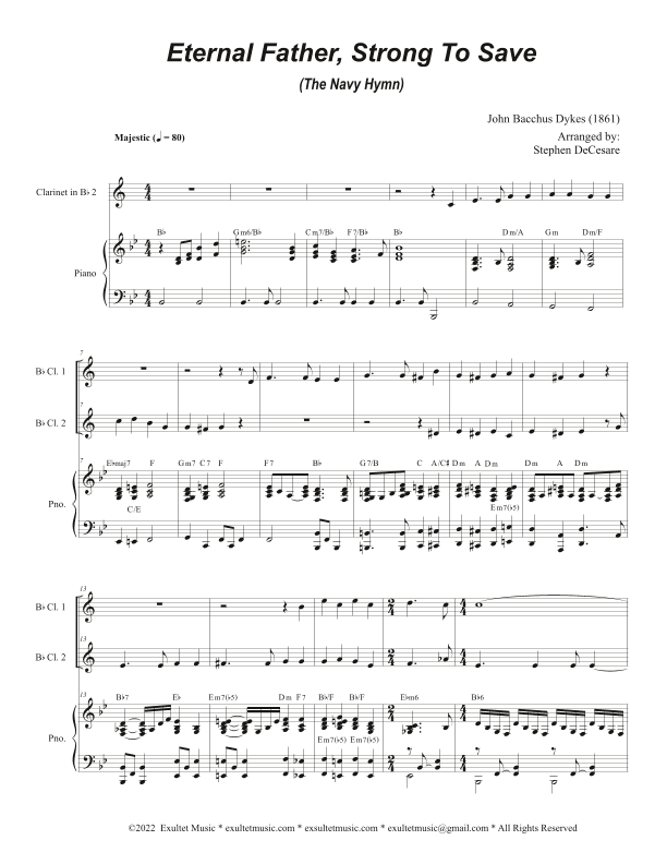 Eternal Father, Strong To Save (The Navy Hymn) (Duet for Bb-Clarinet) (arr. Stephen DeCesare)