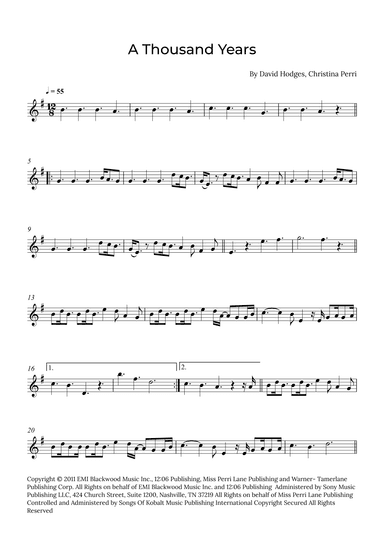 A Thousand Years (arr. Alex Nunes Rodrigues)