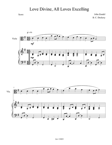 Love Divine, All Loves Excelling (Viola Solo with Piano Accompaniment) (arr. B. C. Dockery)