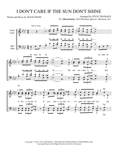 I Don't Care If The Sun Don't Shine (arr. Steve Tramack)
