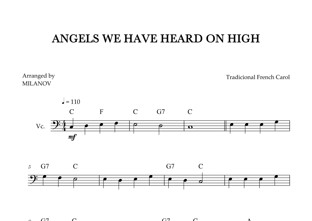 Angels We Have Heard on High | Christmas song | cello | easy beginner | Chords (arr. Milanov)