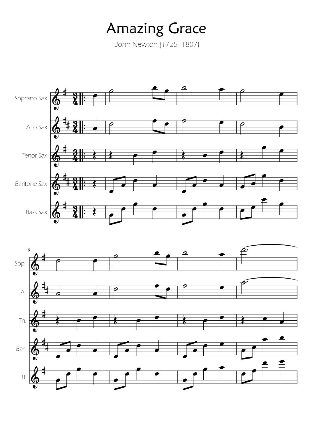 Amazing Grace - Sax Quintet (arr. Ygor Nunes)