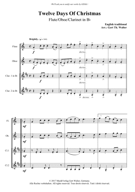 Twelve Days Of Christmas (arr. Gert Th. Walter)