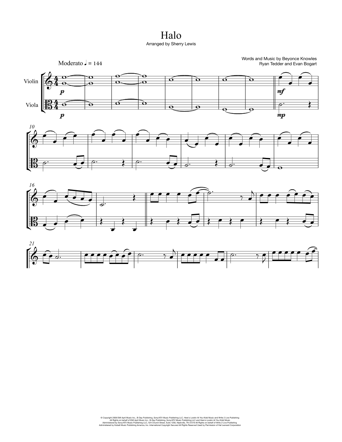 Halo (arr. Sherry Lewis)