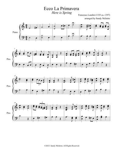 Ecco la Primavera Ballata (arr. Sandy McIntire)