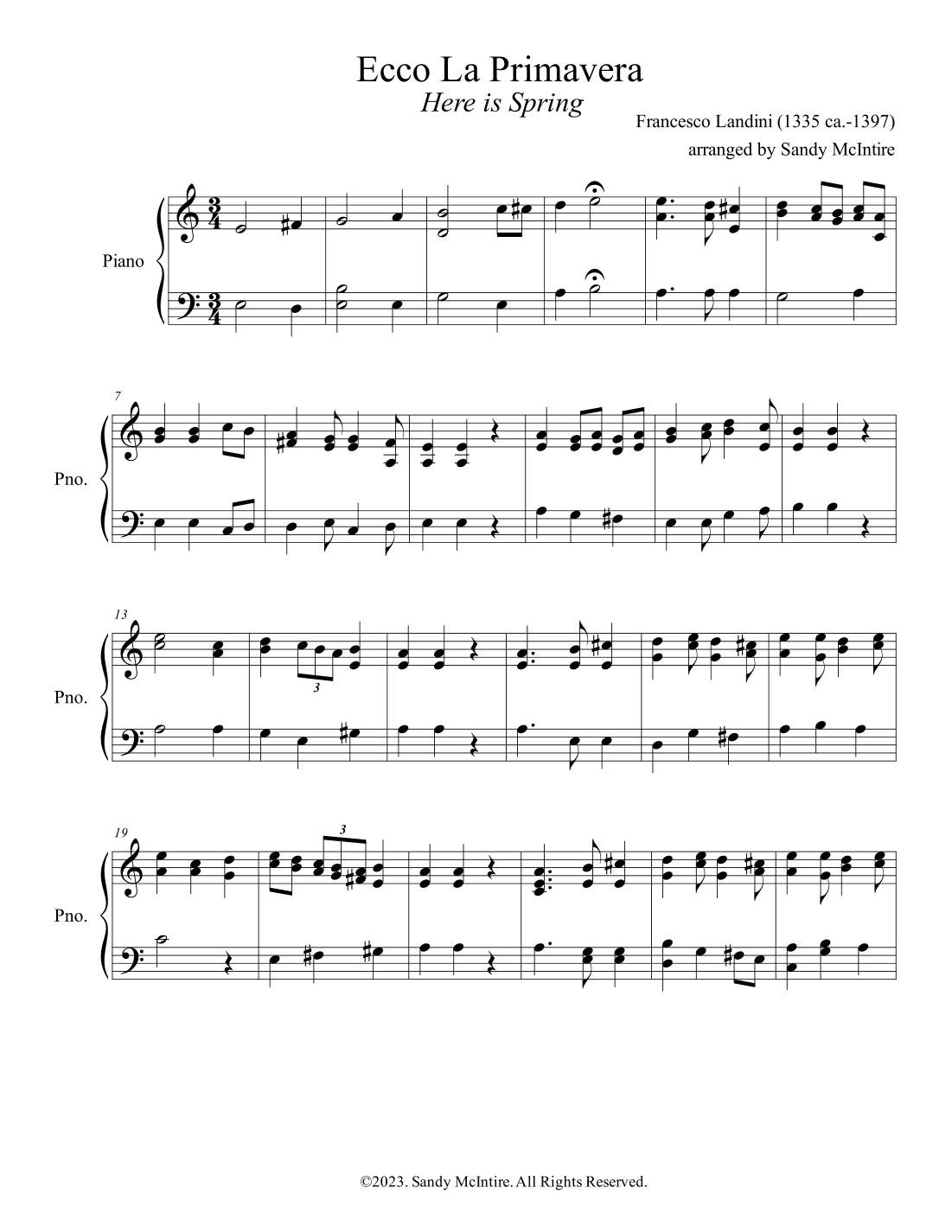 Ecco la Primavera Ballata (arr. Sandy McIntire)