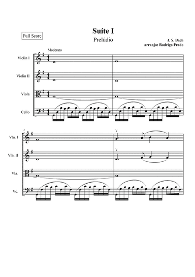 Bach cello suite n.1 for string quartet - Prelude (arr. Rodrigo Prado)