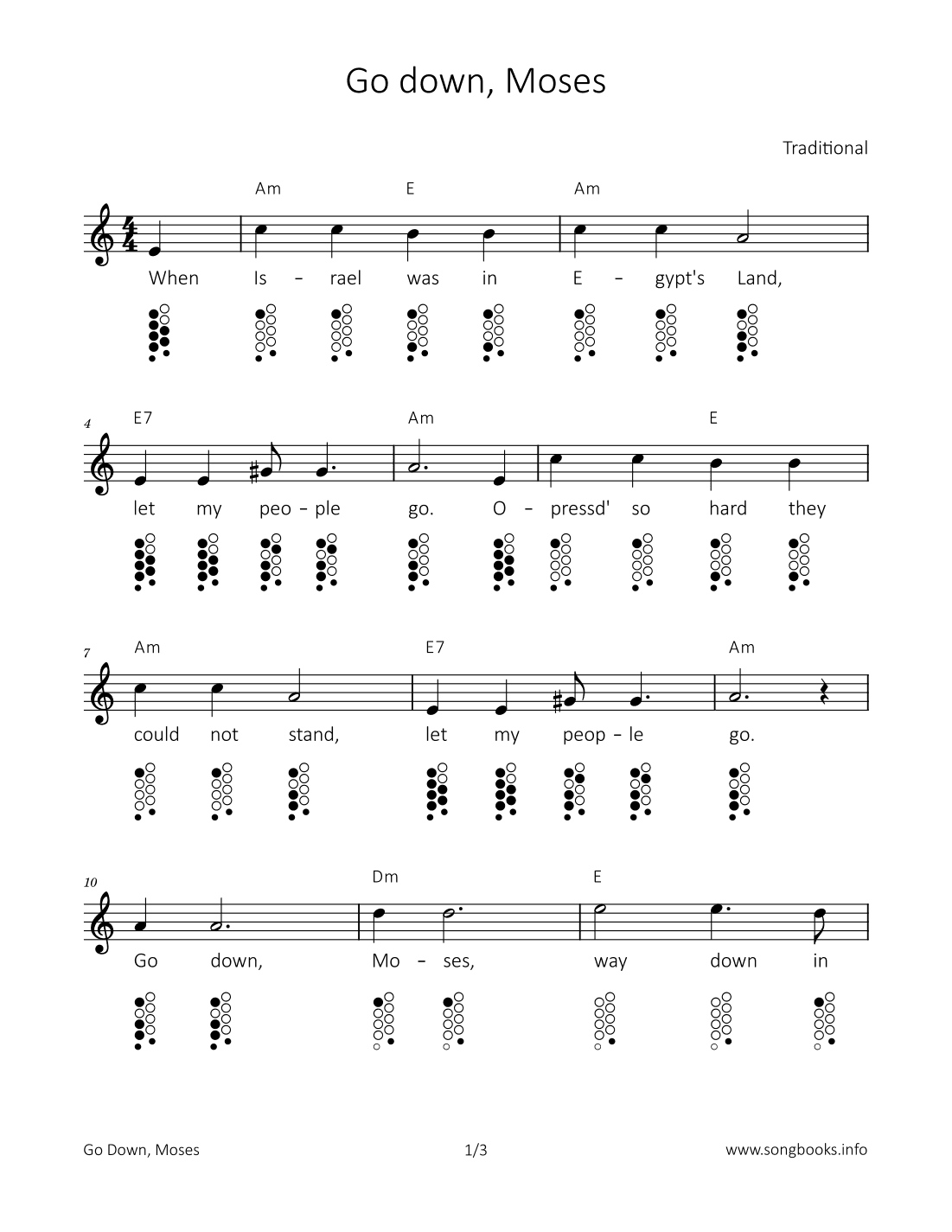 Go down, Moses (arr. songbooks.info)