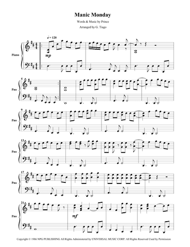 Manic Monday (arr. G. Tiago)