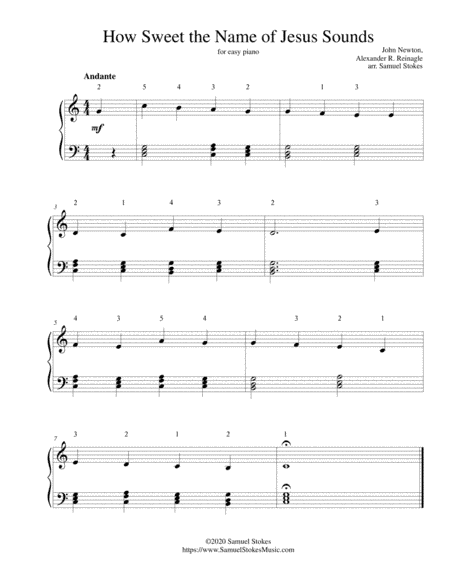 How Sweet the Name of Jesus Sounds - for easy piano (arr. Samuel Stokes)