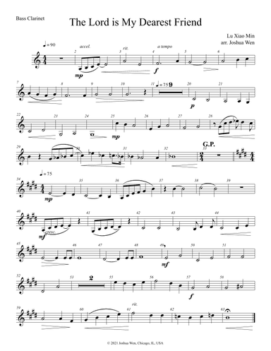 The Lord is My Dearest Friend 主你是我最知心的朋友 (arr. Joshua Wen)