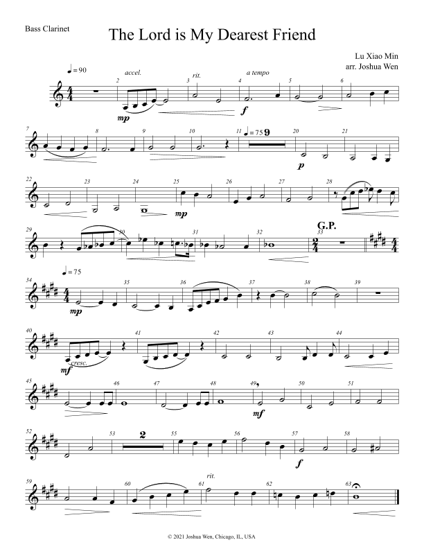The Lord is My Dearest Friend 主你是我最知心的朋友 (arr. Joshua Wen)