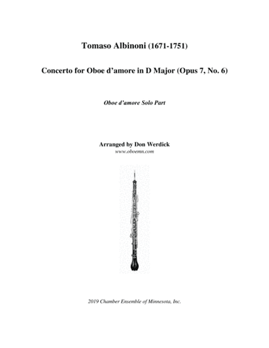 Concerto for Oboe d’amore in D Major, Op. 7 No. 6 (arr. Don Werdick (1946 - ))