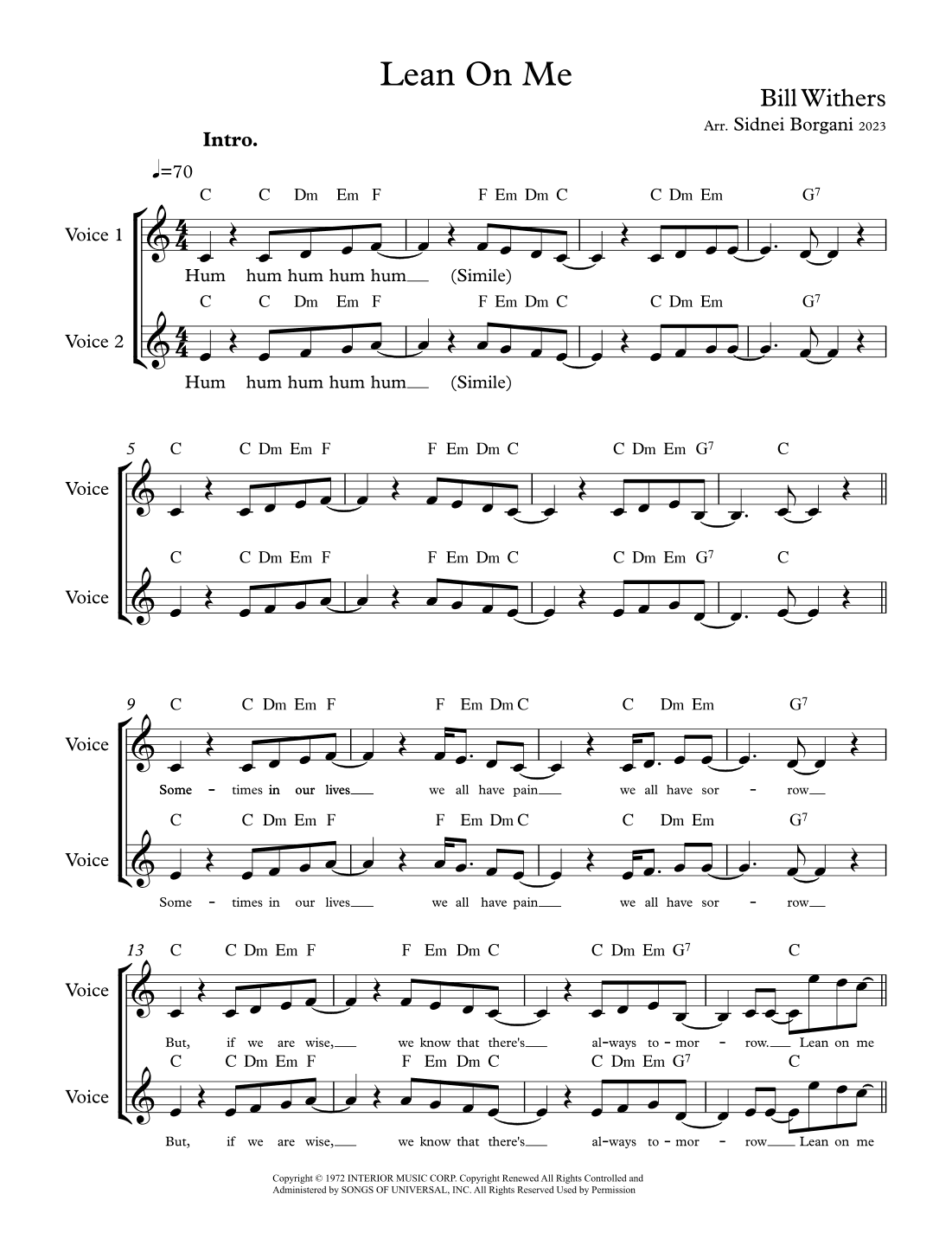 Lean On Me (arr. Sidnei Borgani)
