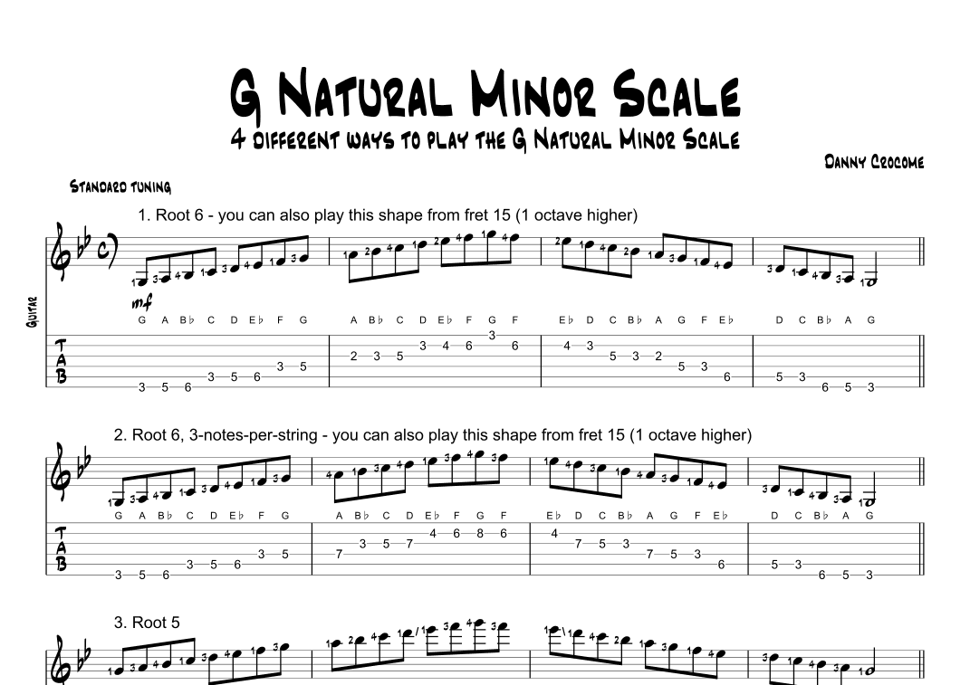 G Natural Minor Scale (4 Ways to Play)