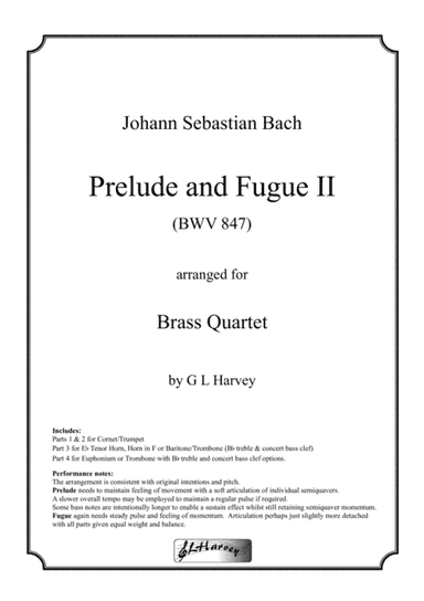Prelude and Fugue II (BWV 847) for Brass Quartet (arr. G L Harvey)