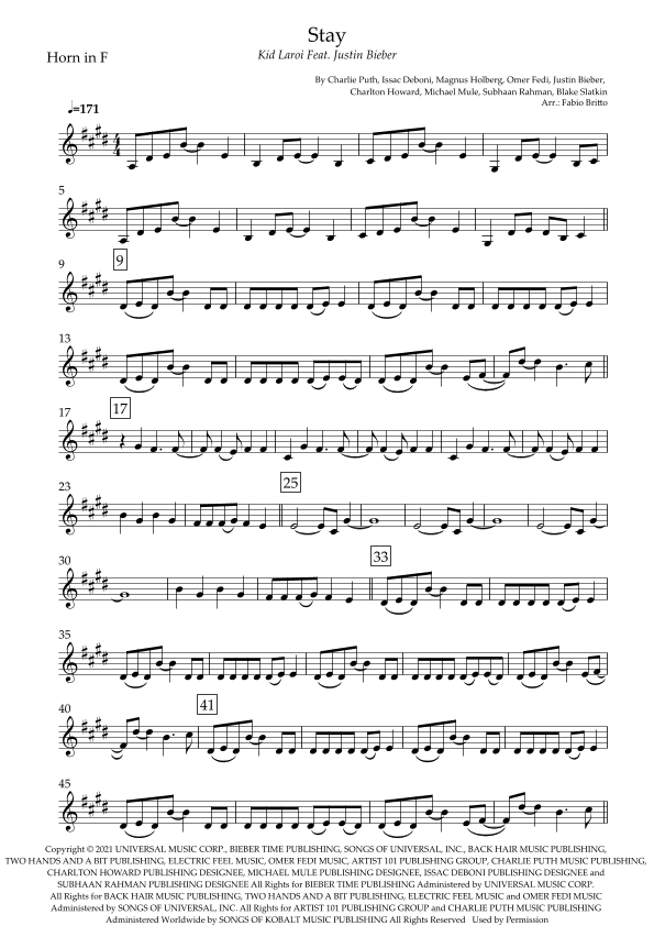 Stay (arr. Fabio Britto)