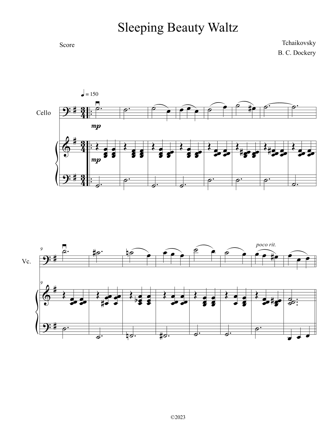 Sleeping Beauty Waltz (Cello Solo with Piano Accompaniment) (arr. B. C. Dockery)