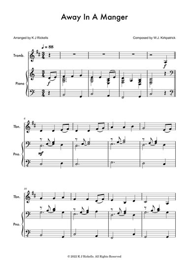 Away in a Manger - Trombone (treble clef) (arr. K J Rickells)
