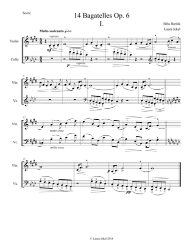 Five Bagatelles by Bartok for Violin and Cello Duet (arr. Laura Jekel)