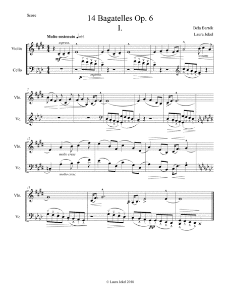 Five Bagatelles by Bartok for Violin and Cello Duet (arr. Laura Jekel)