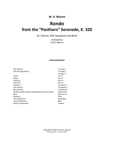 Rondo from Mozart's "Posthorn" Serenade, K.320 (arr. Ted R. Marcus)