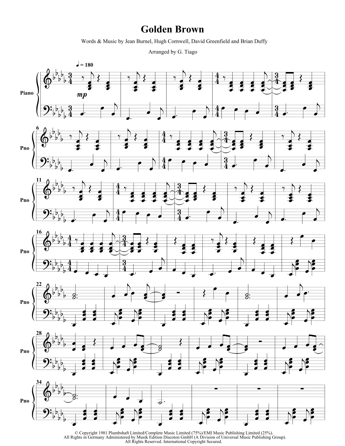 Golden Brown (arr. G. Tiago)