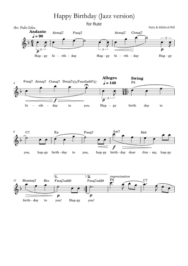 Happy Birthday (jazz version) (arr. Pedro Cohen)