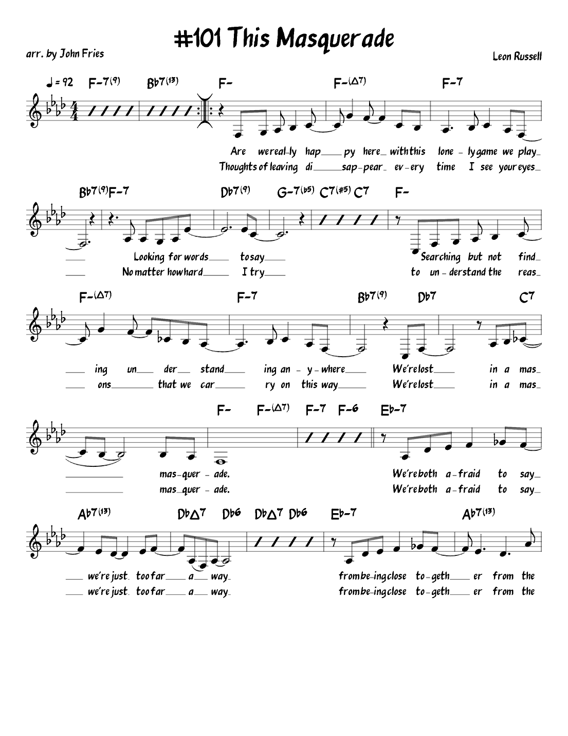 This Masquerade (arr. John Fries)